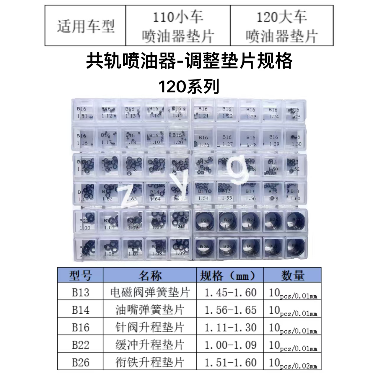 共轨喷油器油嘴调整垫片110系列120系列（100片）