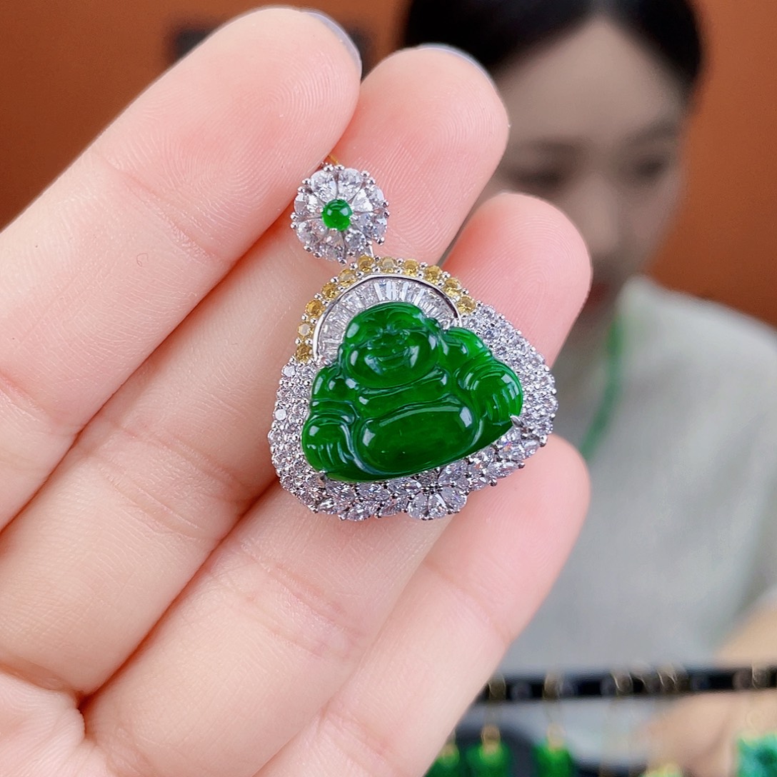 翡翠银S925镶嵌耳饰