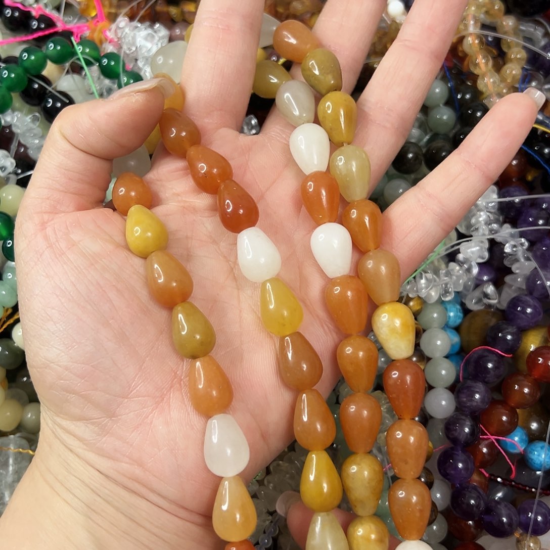 玛瑙/玉髓合金珠宝半成品，金丝玉水滴一条