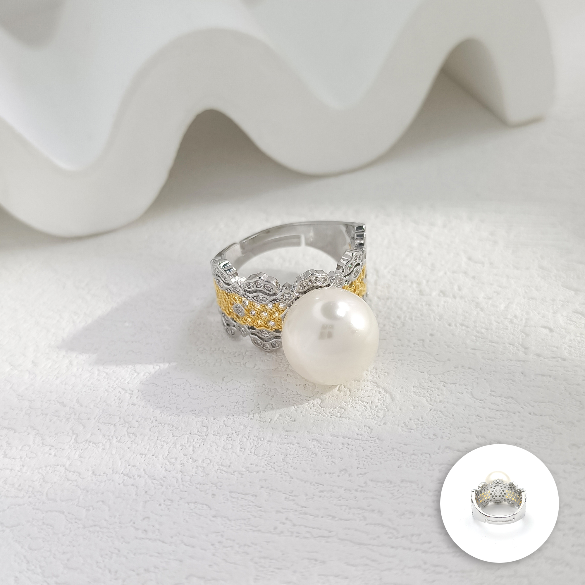 铜合金合成锆石戒指 AHLM-006891【星芒抱珠】戒指轻奢时尚精致简约