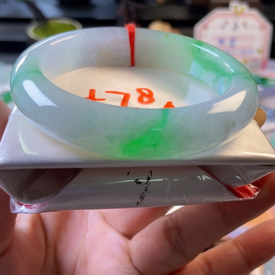 翡翠未镶嵌手镯18冰飘翠绿