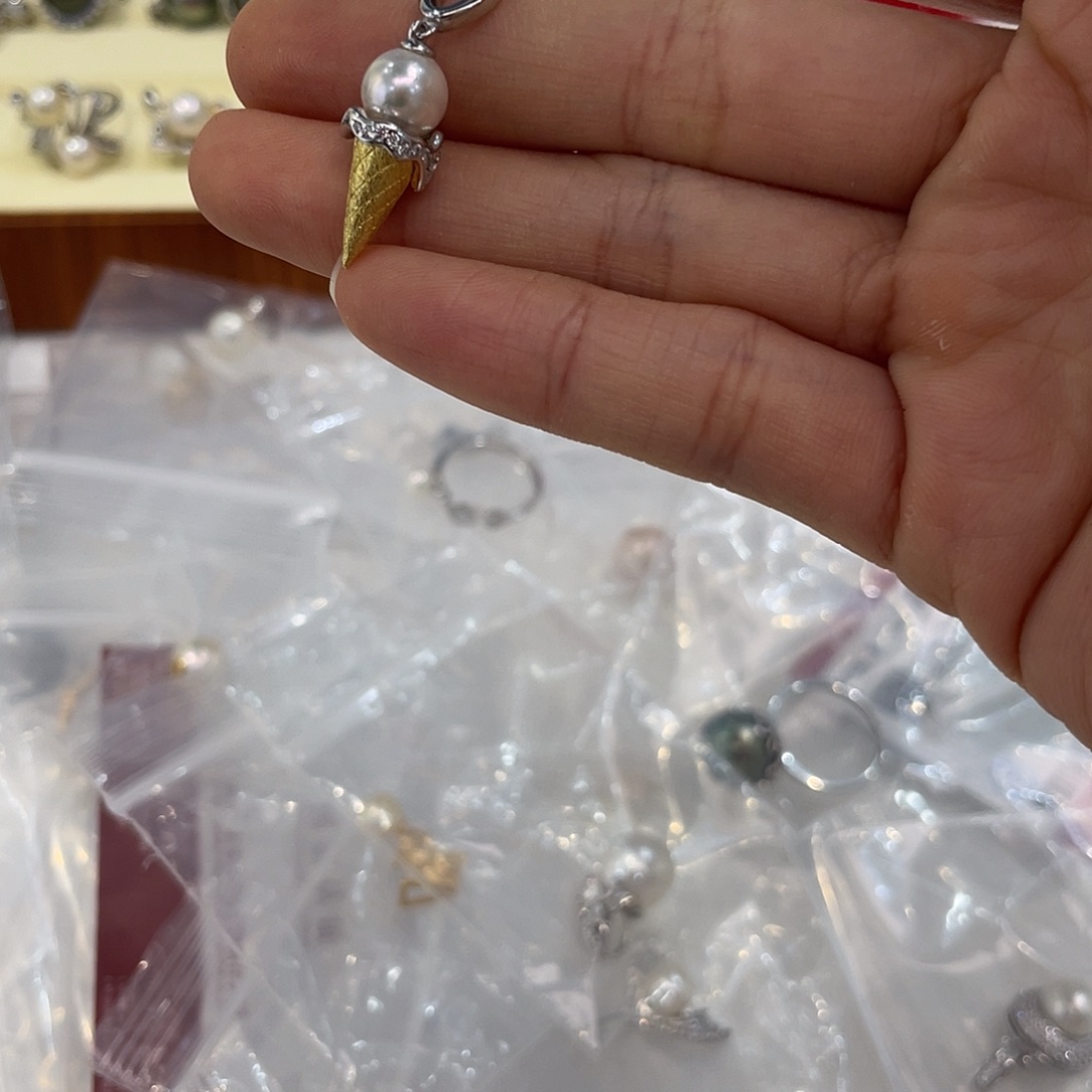 吊坠(不含链)银S925镶嵌海水珍珠