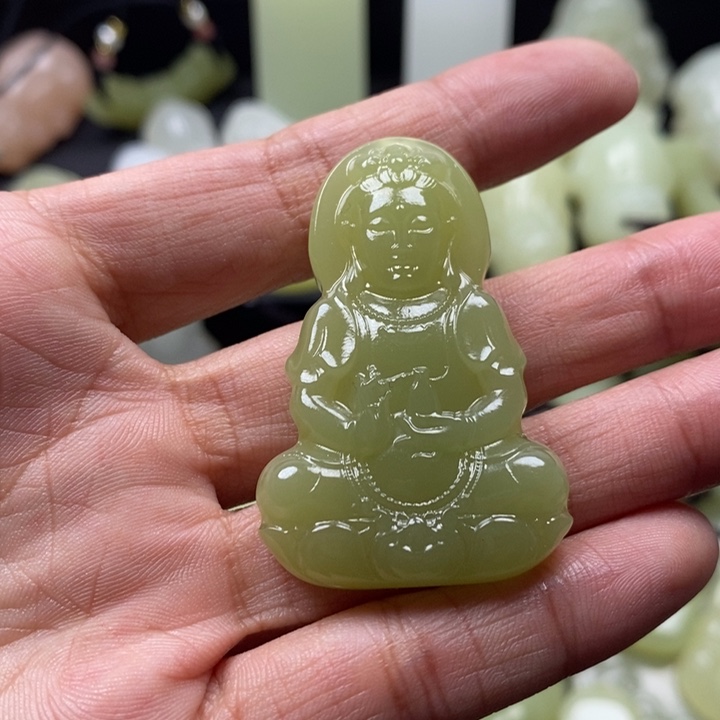 晴水色观音单面吊坠