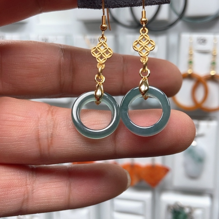 【闪购商品】翡翠耳饰银S925镶嵌耳饰