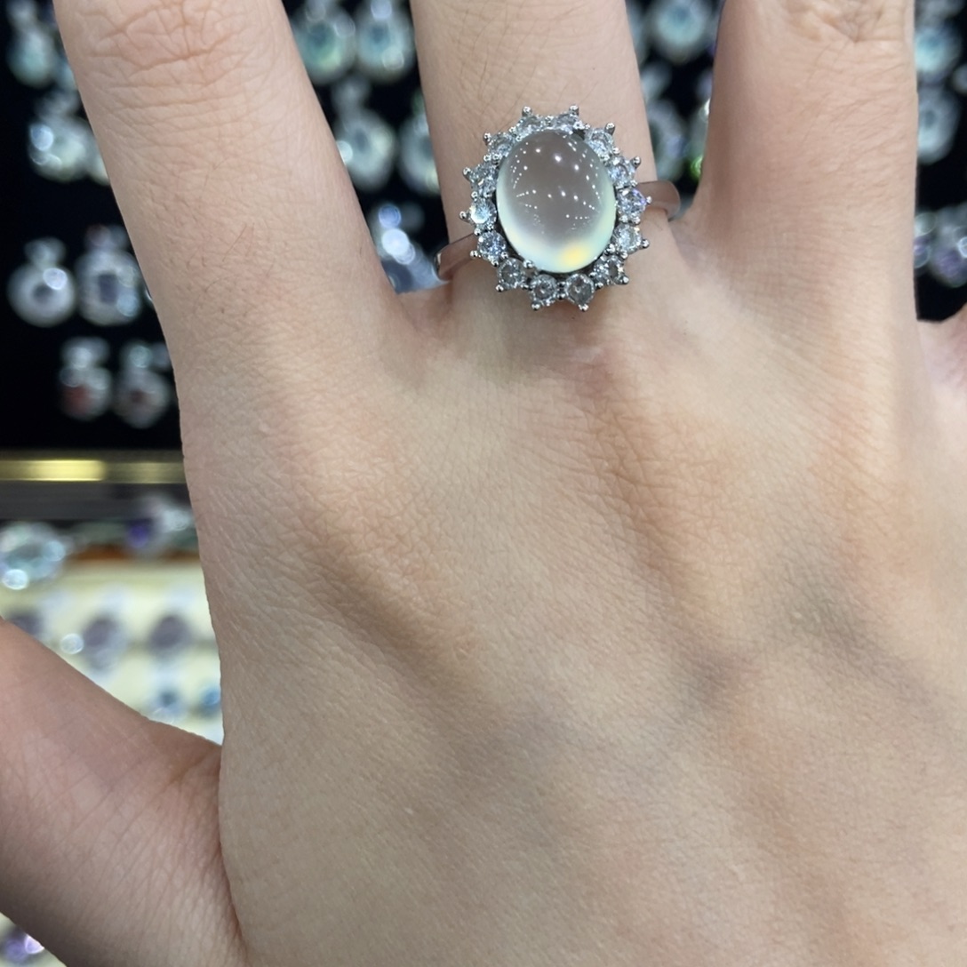 蛇纹石玉银S925镶嵌戒指