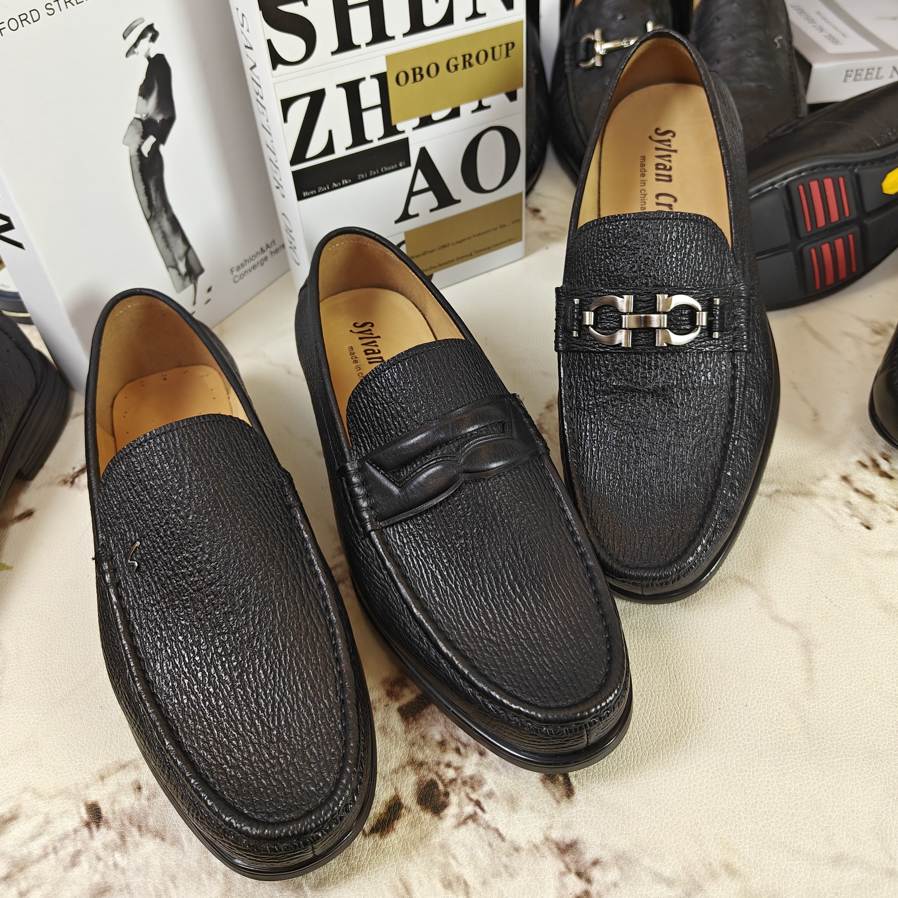 鲨鱼乐福鞋高品质一脚蹬软底软面舒适透气超轻男鞋加绒