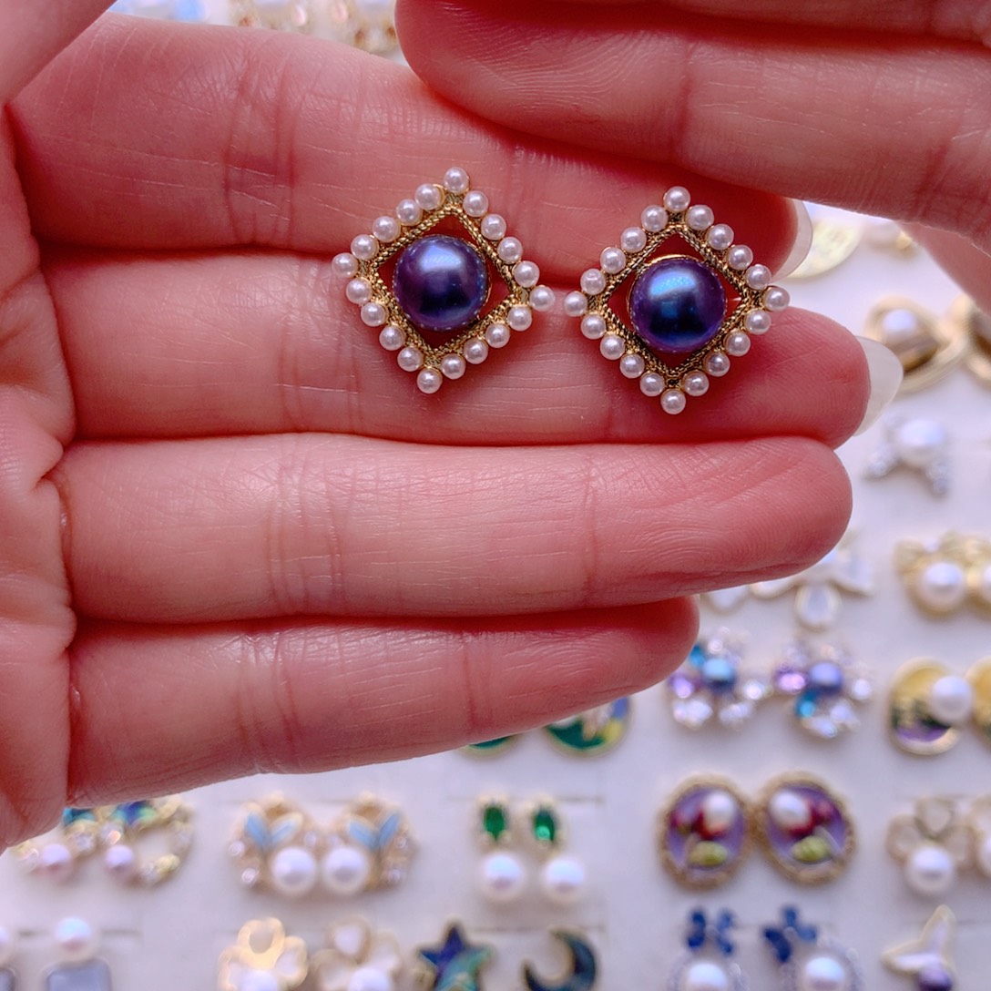 耳饰合金淡水珍珠