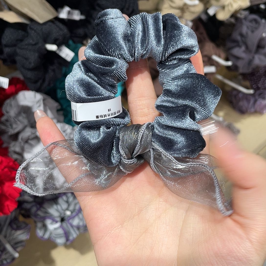 布艺非金属蓝色蝴蝶结发圈