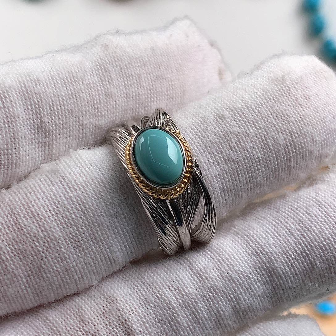 绿松石珠宝奇石银S925镶嵌