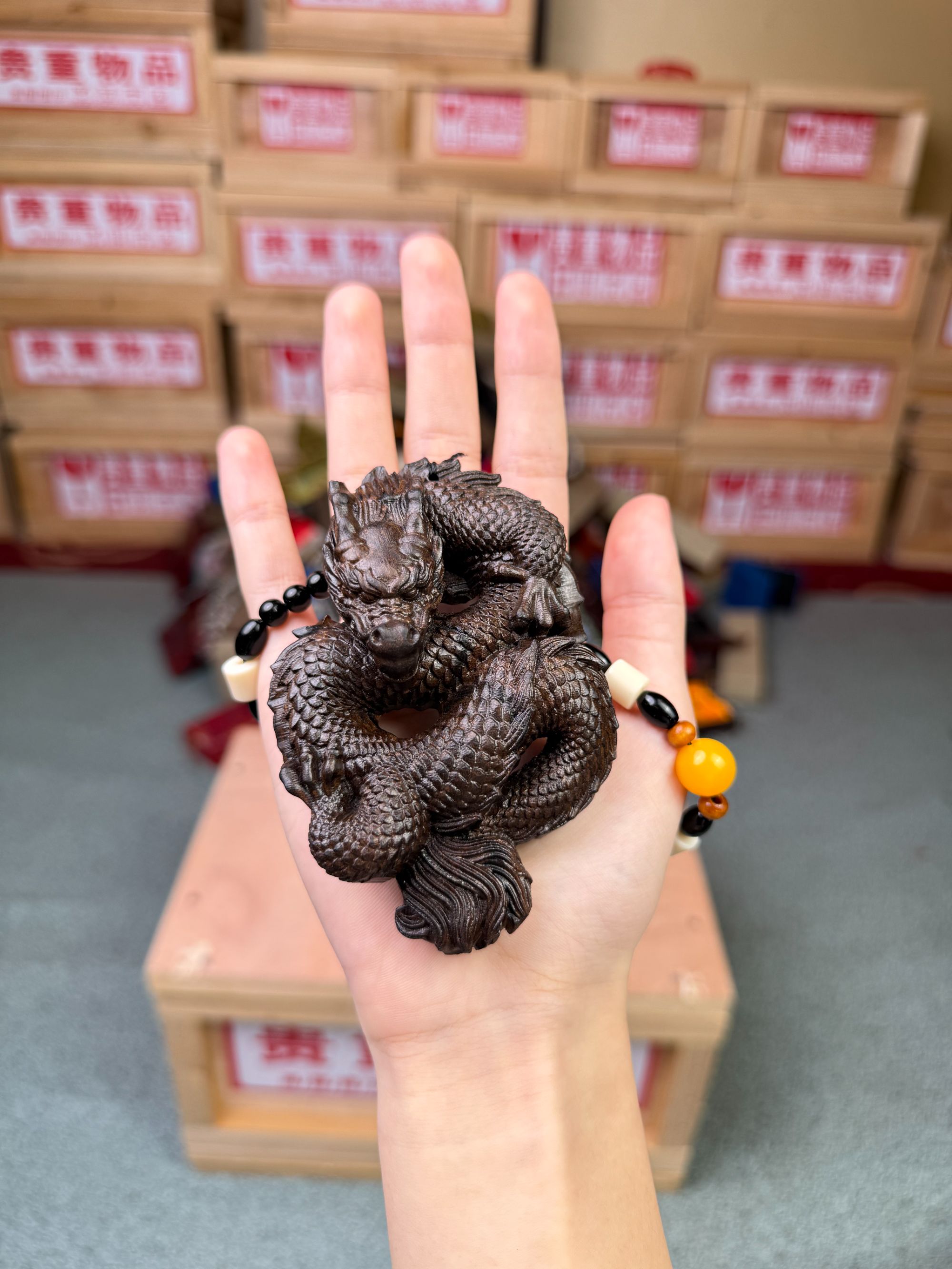 精品手串D03精雕龙牌飞龙在天手工雕刻文玩手把件无礼盒无证书