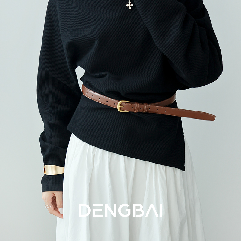 登白DENGBAI新款白色皮带韩系百搭配裤子腰带ins裙子皮带女士腰带