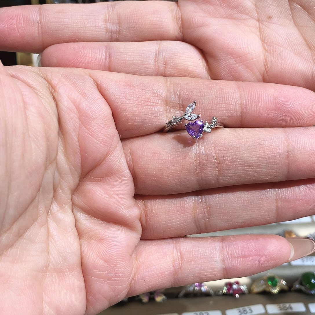 紫晶戒指银S925镶嵌