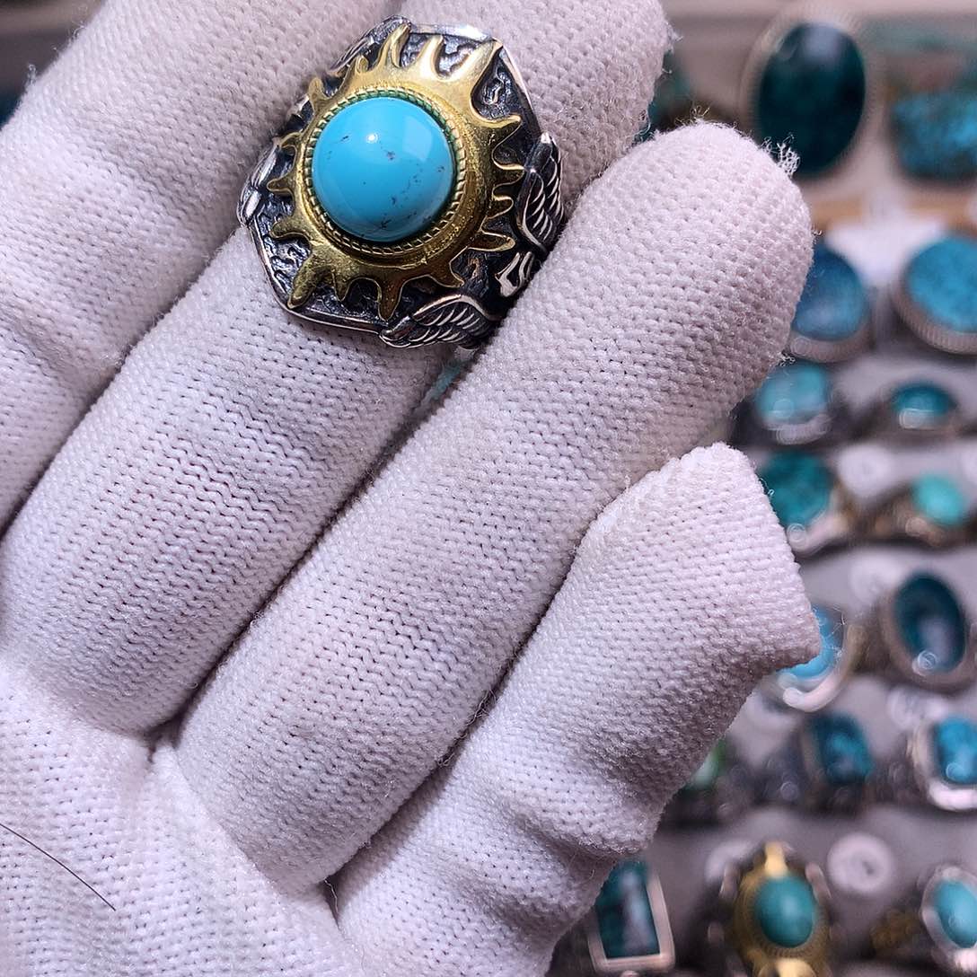 绿松石挂件银S925镶嵌