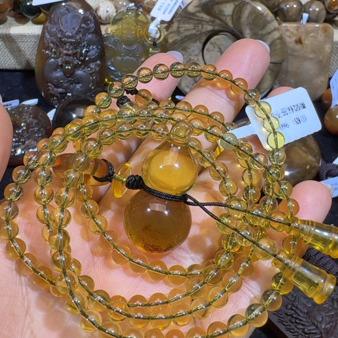 琥珀珠宝奇石未镶嵌葫芦套链