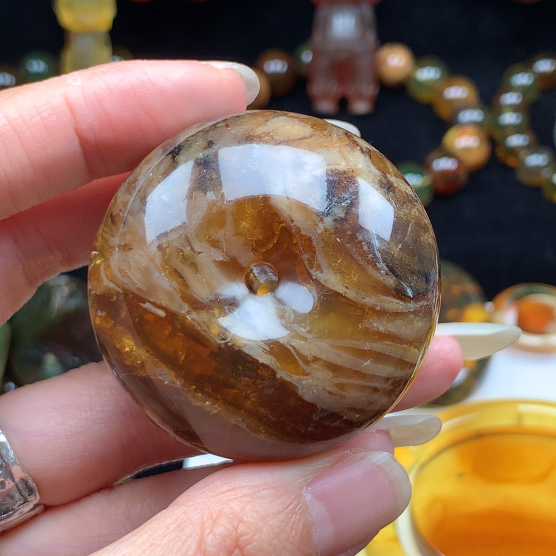 未镶嵌颈饰琥珀福利/白蜜花面包墩42g