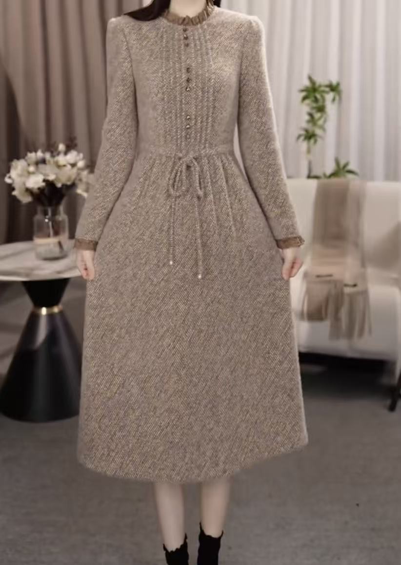 连衣裙长袖秋冬厚款显瘦气质长袖洋气时尚百搭秋冬显瘦气质长袖