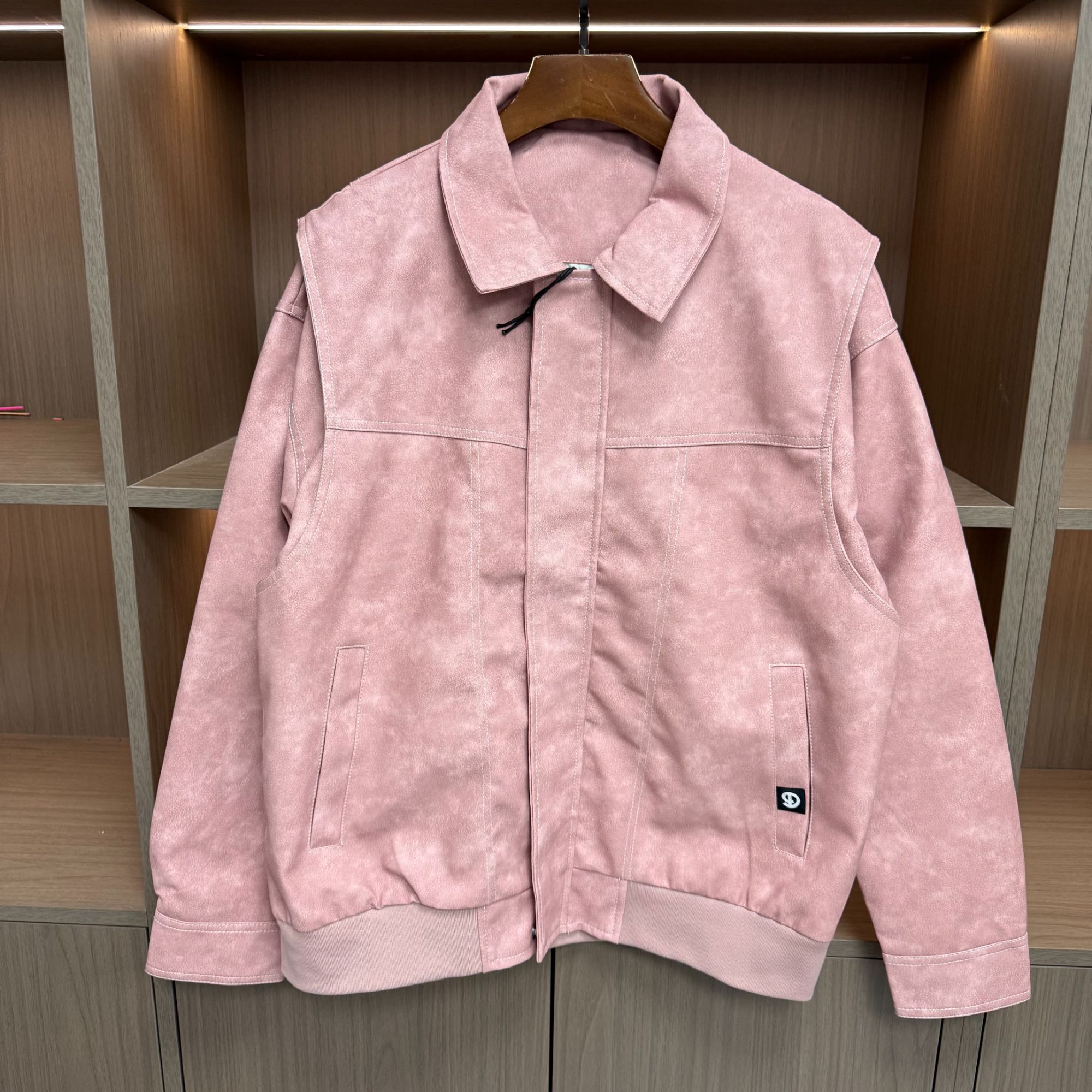 春秋男女同款粉色休闲夹克D43J01100217