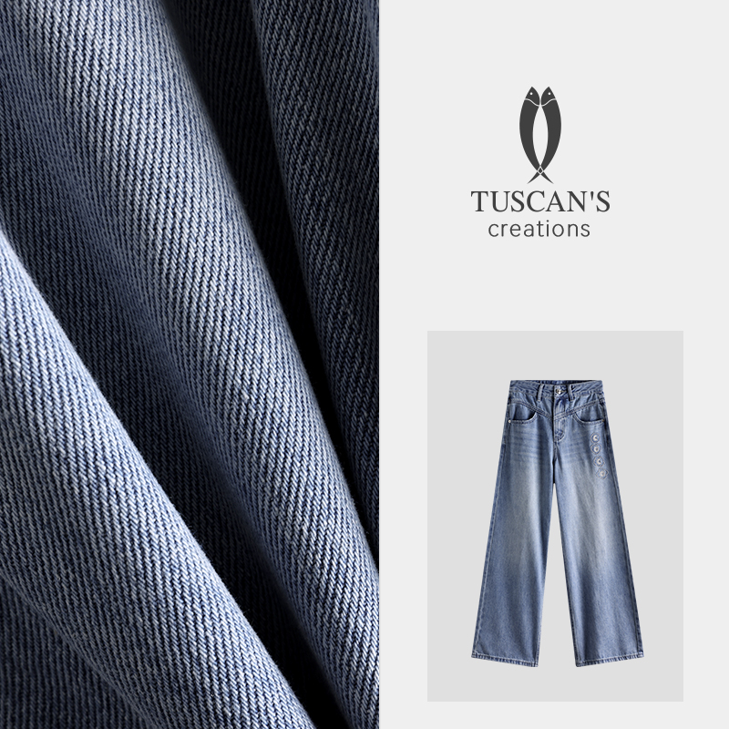 TUSCAN'S CREATIONS女士休闲直筒牛仔裤显瘦阔腿裤长裤时代双鱼