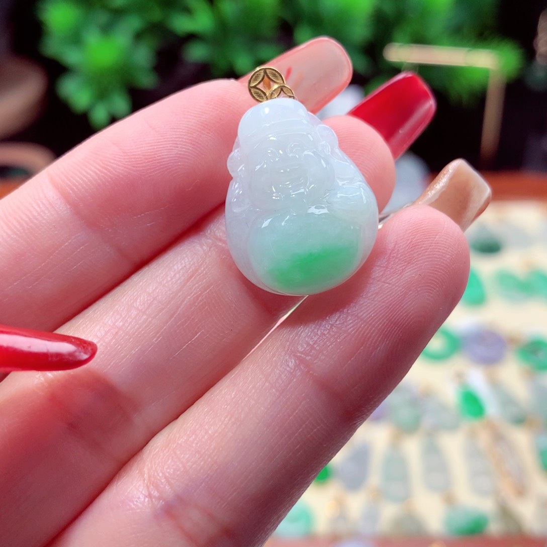 翡翠吊坠(不含链)18K金镶嵌