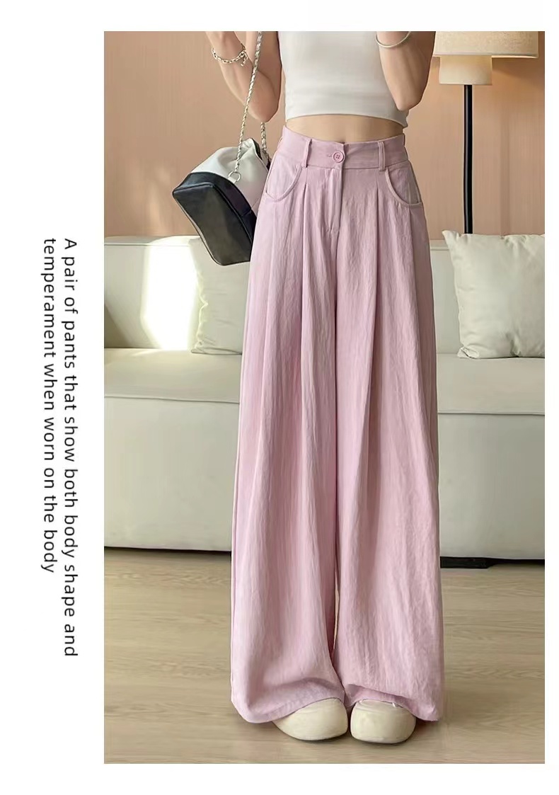 0061奶芙夏季薄款高腰垂感宽松慵懒裤