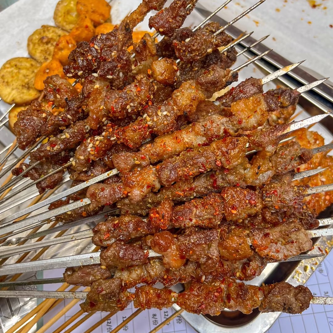 炭火现烤牛羊肉串30串，真羊肉真牛肉，假一赔十
