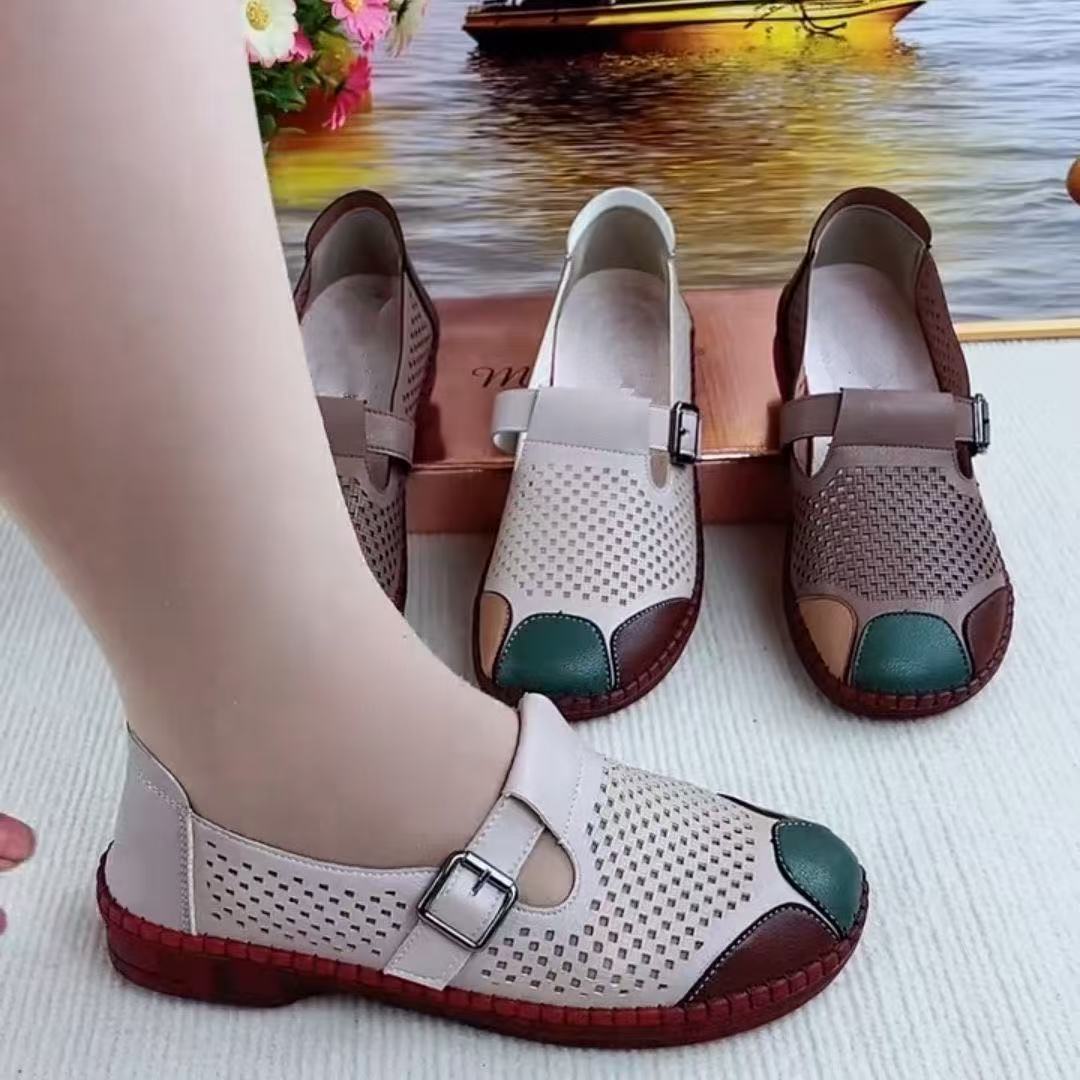 大妈妈鞋老北京布鞋春秋新款单鞋防滑网面老人鞋镂空中老年女