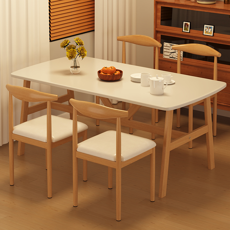 餐桌小户型家用北欧简约吃饭长方形饭桌出租房经济型商用桌椅组合