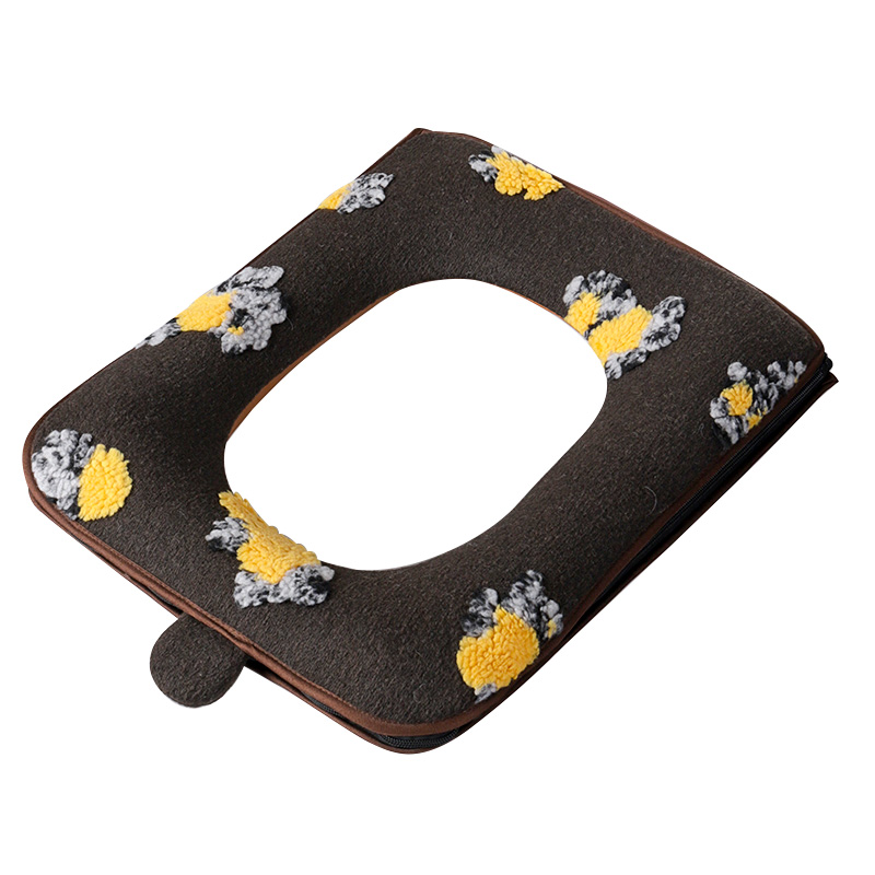 毛呢短绒马桶垫方形专用家用秋冬加大加厚四季拉链款防水坐便圈垫