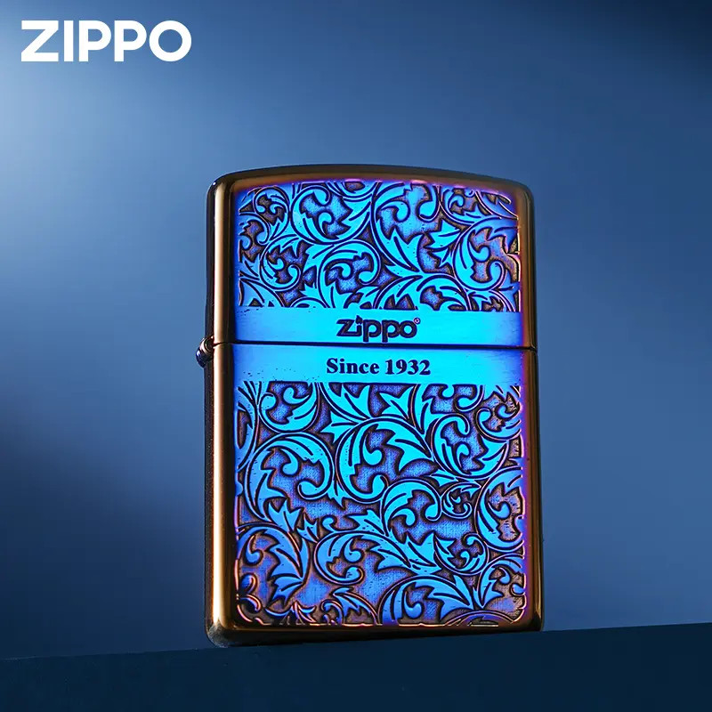 ZIPPO/之宝打火机盔甲熏金唐草双面精雕官方正品打火机