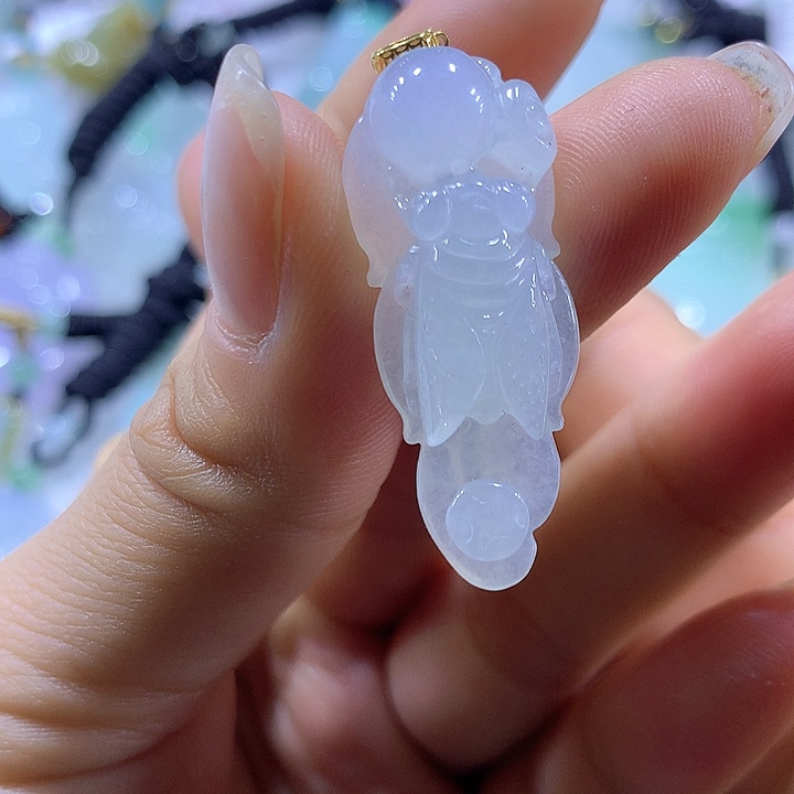 翡翠颈饰18K金镶嵌天然翡翠A货吊坠