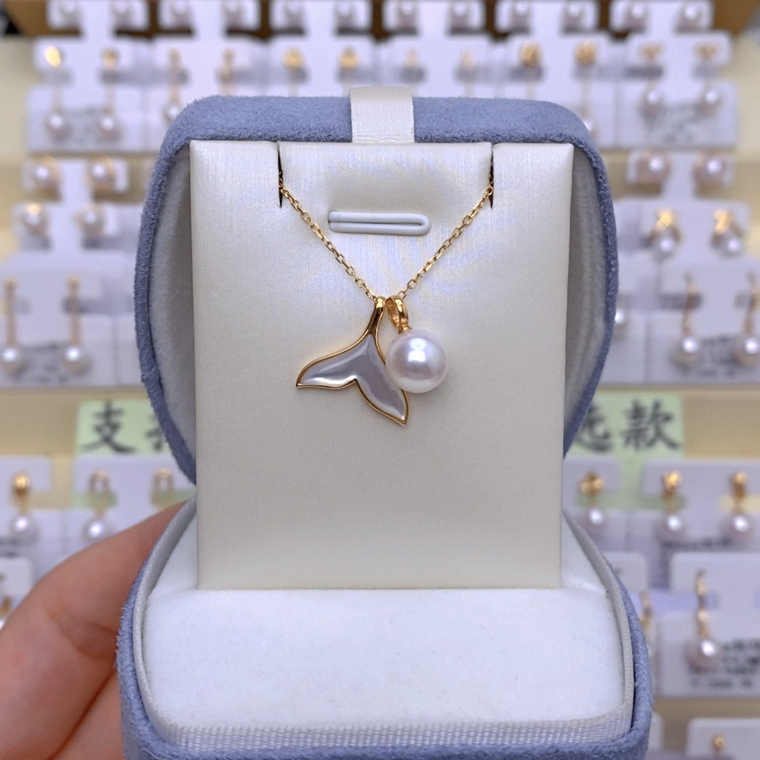 平***乐海水珍珠18K金镶嵌套链