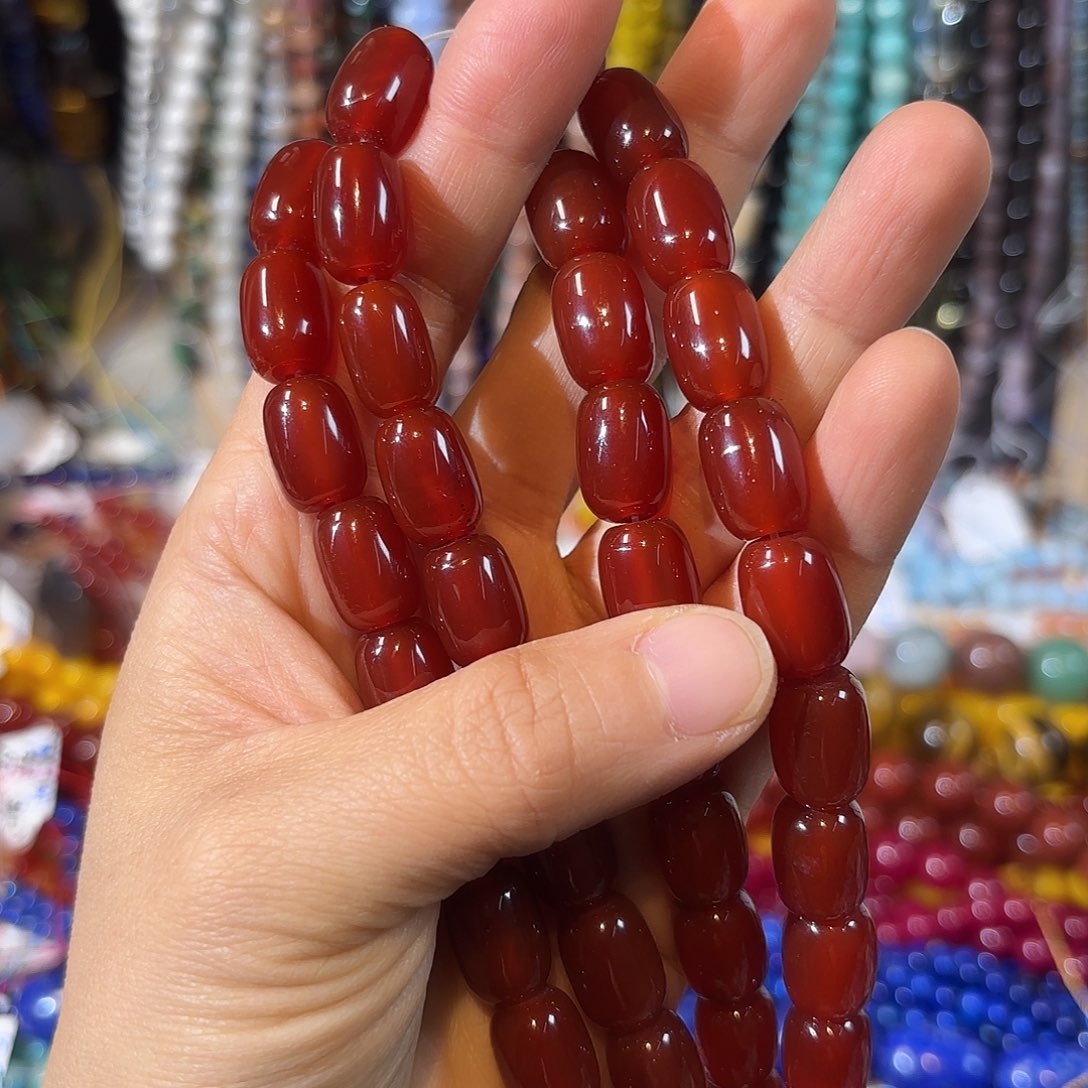玛瑙/玉髓未镶嵌珠宝半成品红玛瑙卡10-14一条