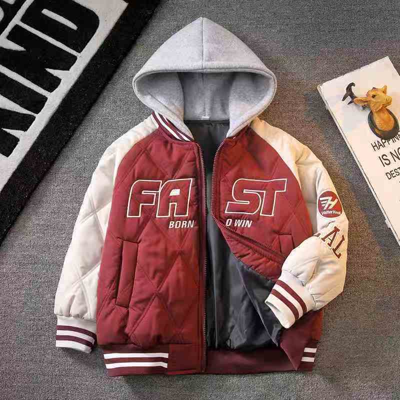 男童秋冬款外套加厚夹棉棒球服棉衣冬季棉服薄棉儿童秋装