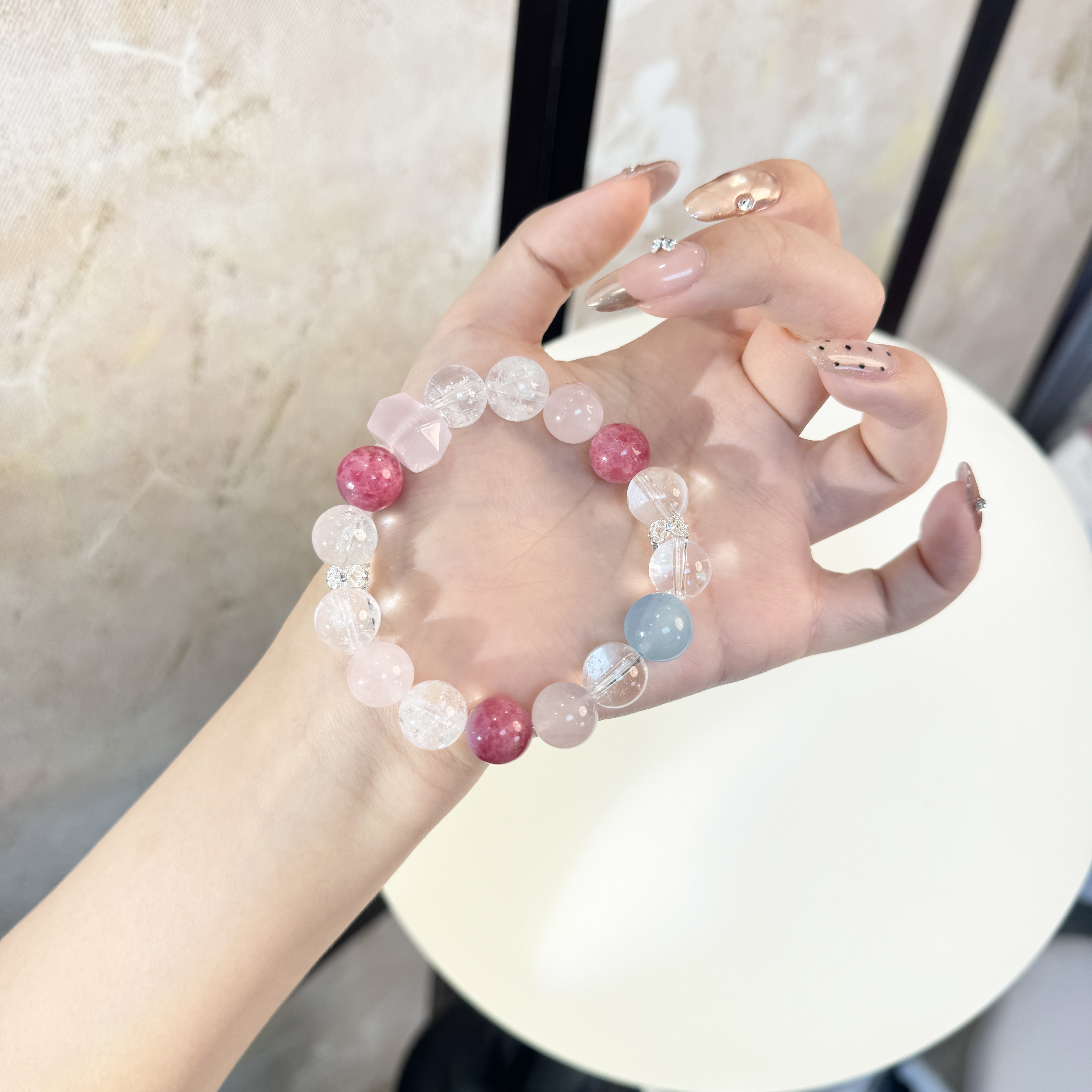 源源手作*粉雾冰晶手串D