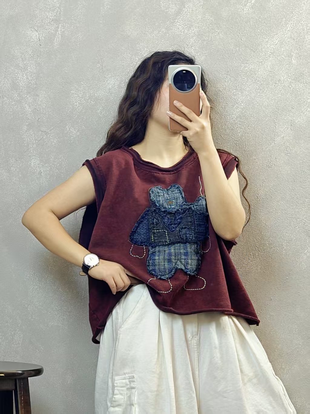 春季新款毛圈棉重工刺绣原创设计马甲 衣长55