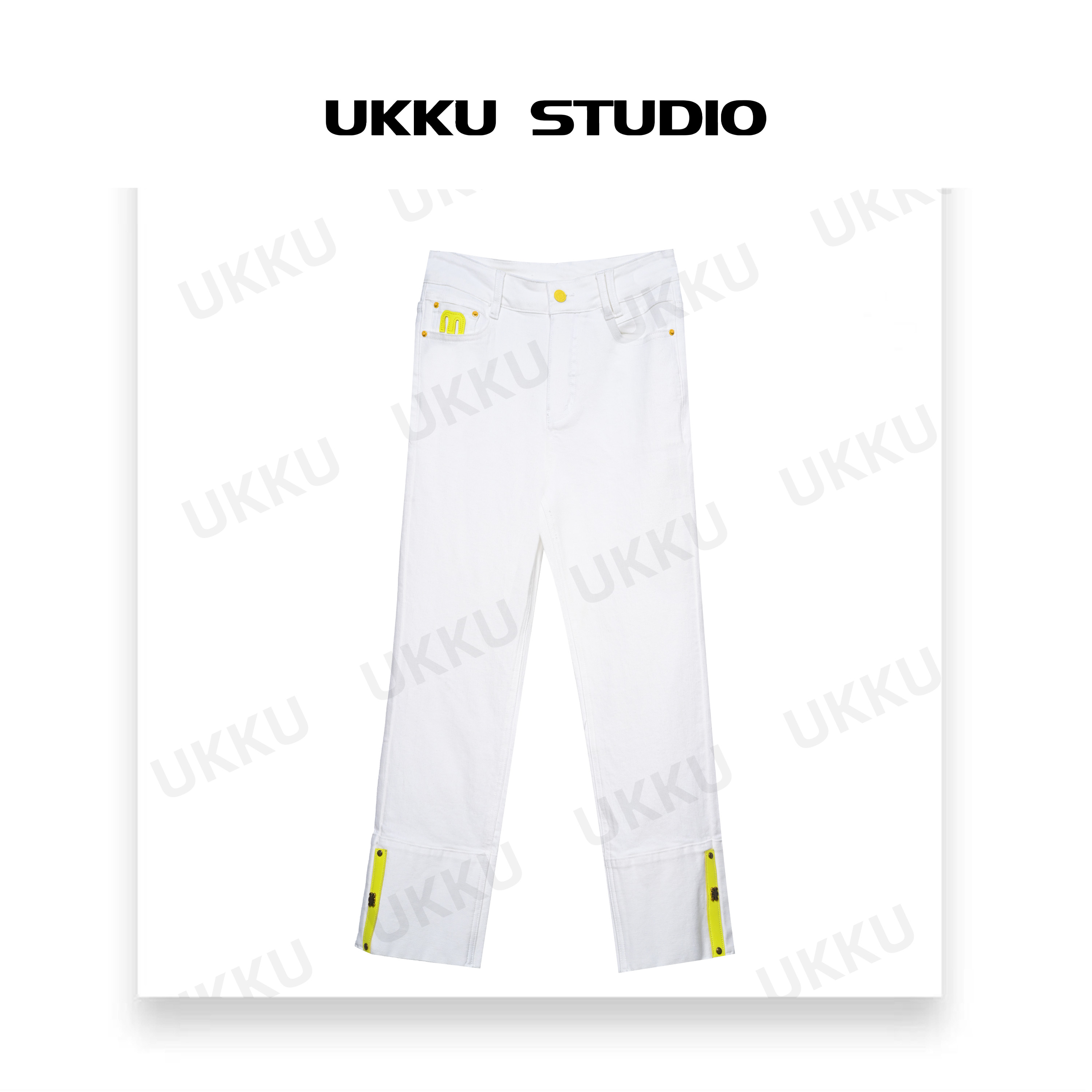 小尧【UKKUSTUDIO】轻奢时尚百搭重工高奢设计师直筒牛仔裤511922