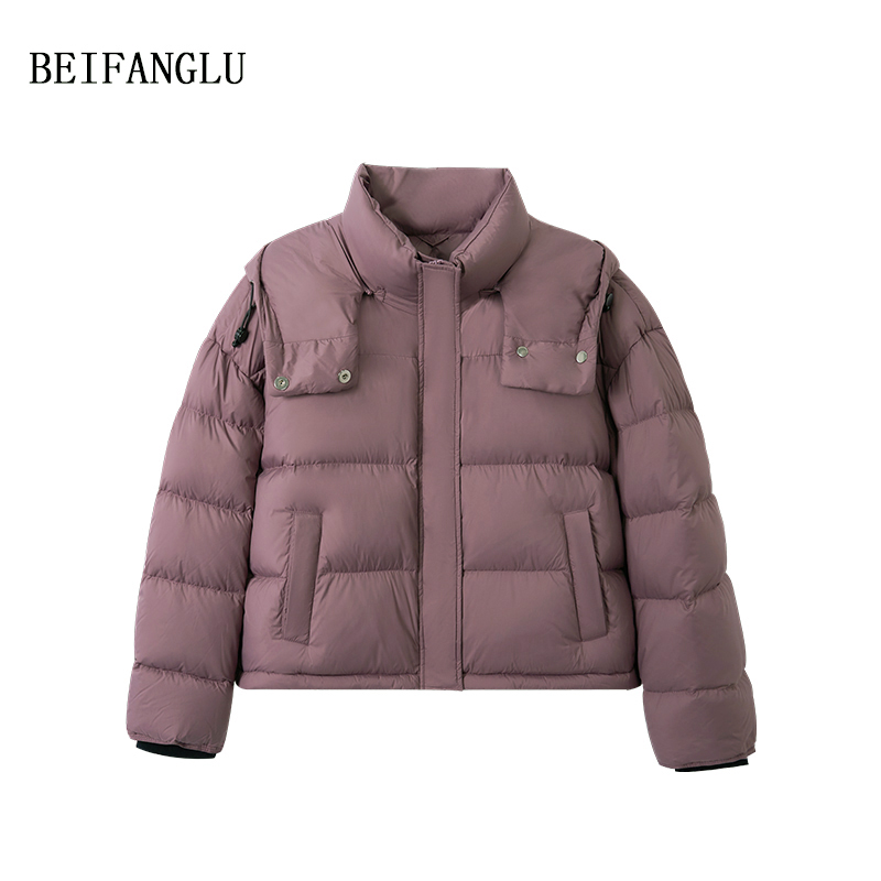 北方鹿【三星Downplus安心白鹅绒】泡芙连帽冬季短款羽绒服M96D1217