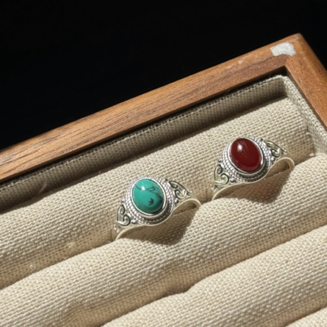 925银亚克力银制品 通用民族风银制品古风戒指