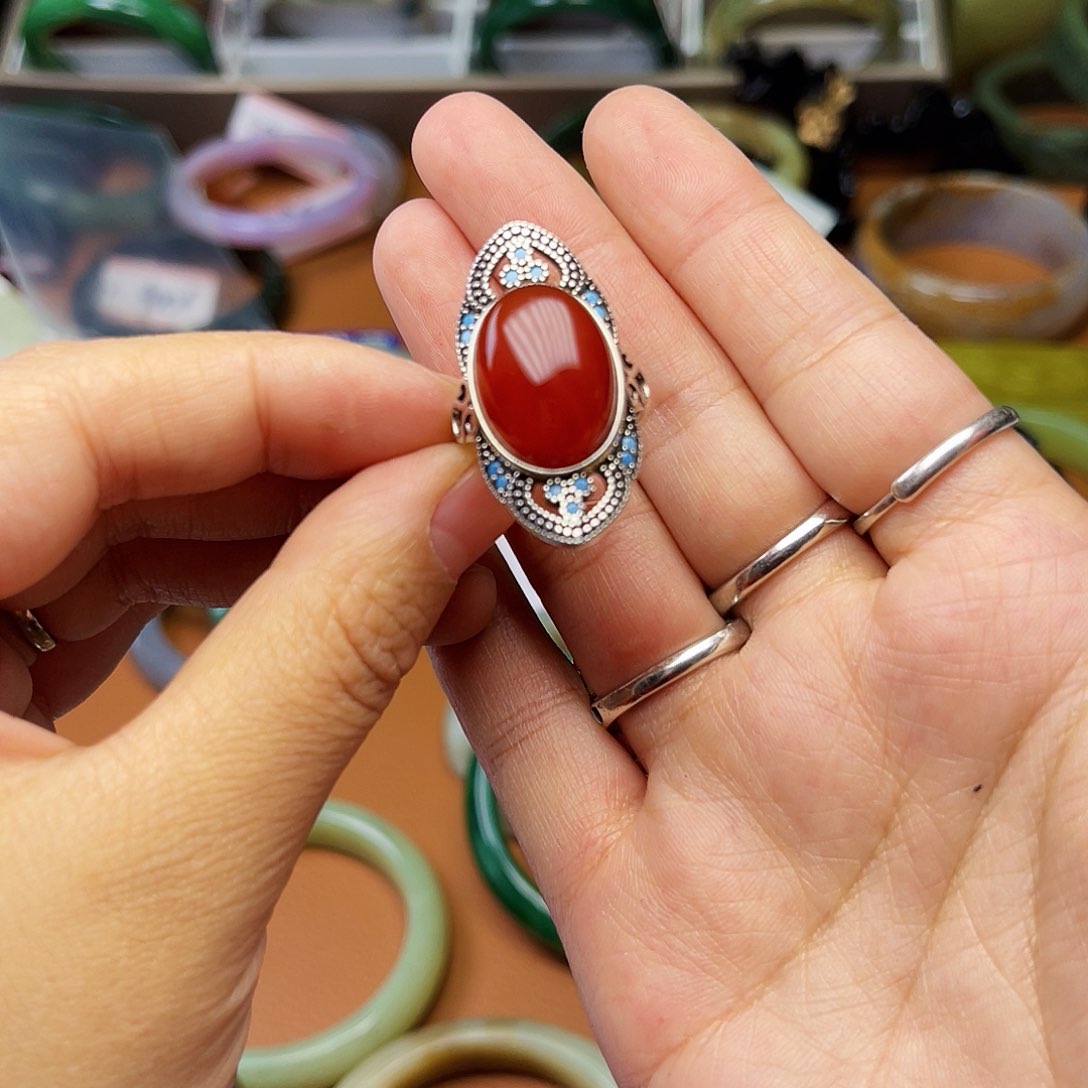 和田玉颈饰银S925镶嵌