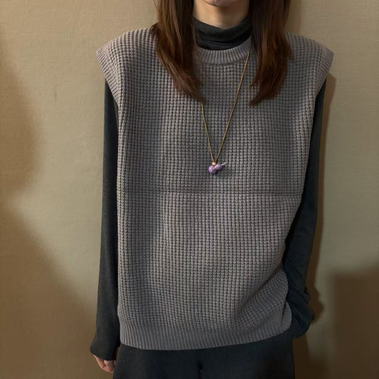 【田卿】纯色百搭羊绒马夹