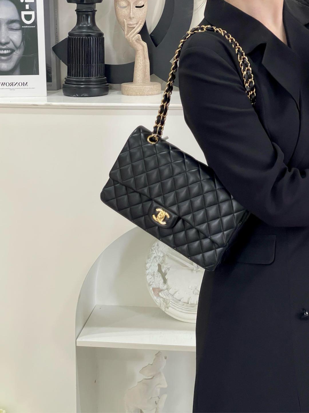 99新 Chanel/香奈儿 cf中号黑金羊  时尚单肩包/无公价/甄选