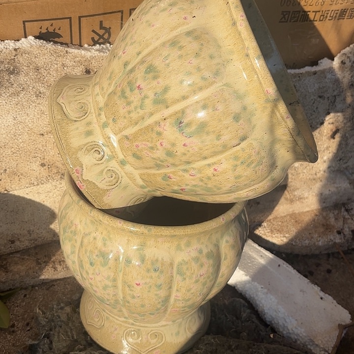 紫砂茶碗南瓜两个口径19高度19