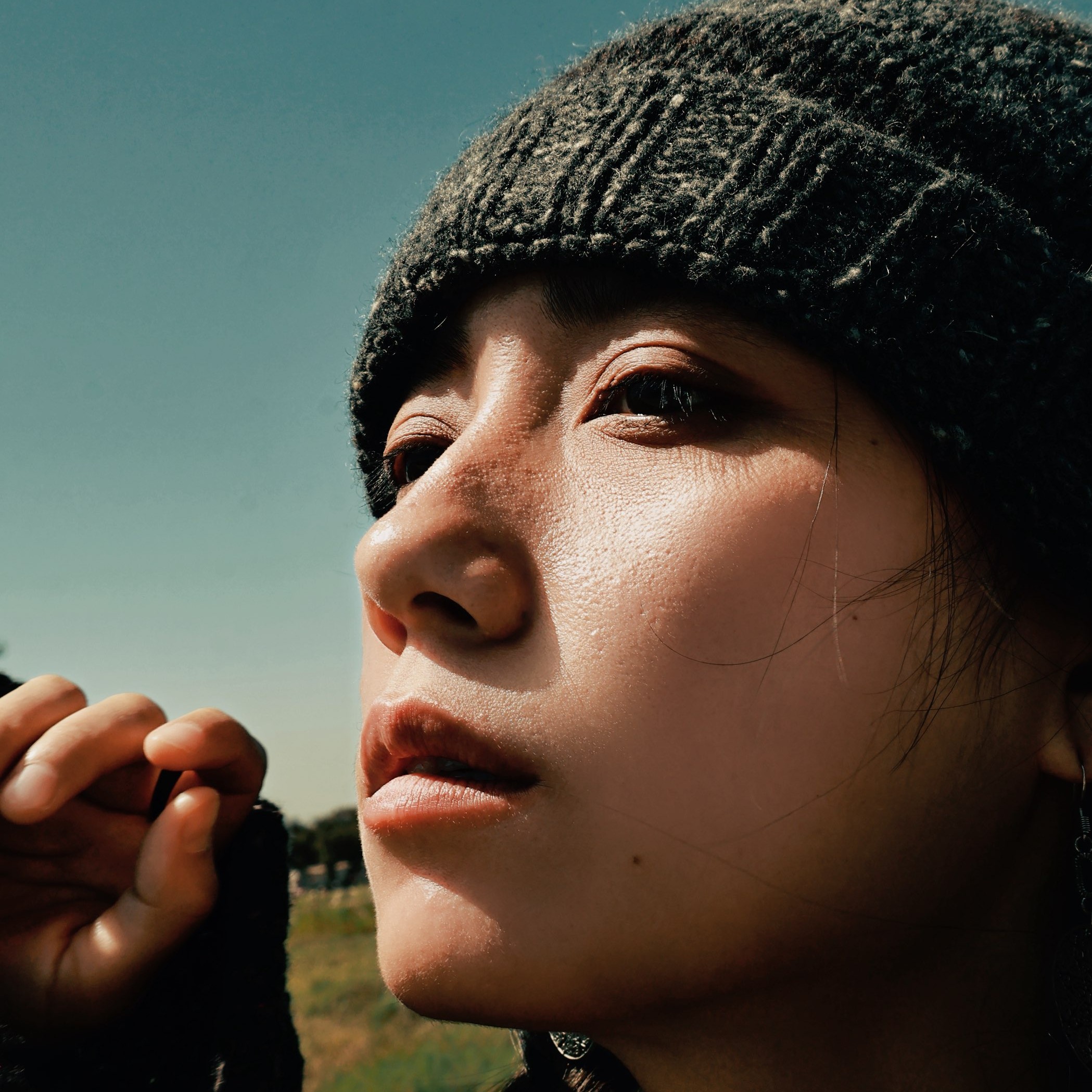  山下白「向野系列·一」  手工混纺羊绒羊毛提花针织帽子 