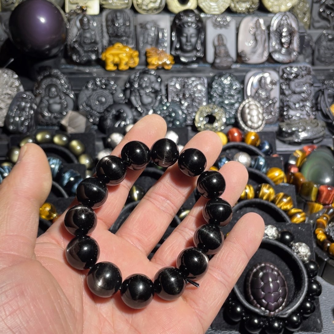 哟***哦辉石未镶嵌金运石手串15毫米金运石