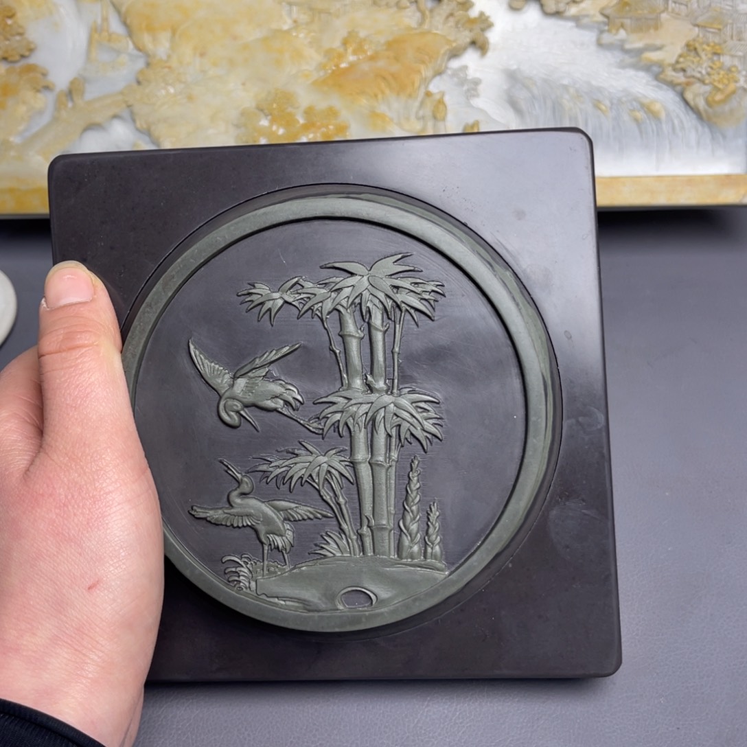 漓***江易砚玉带石砚台扣盖