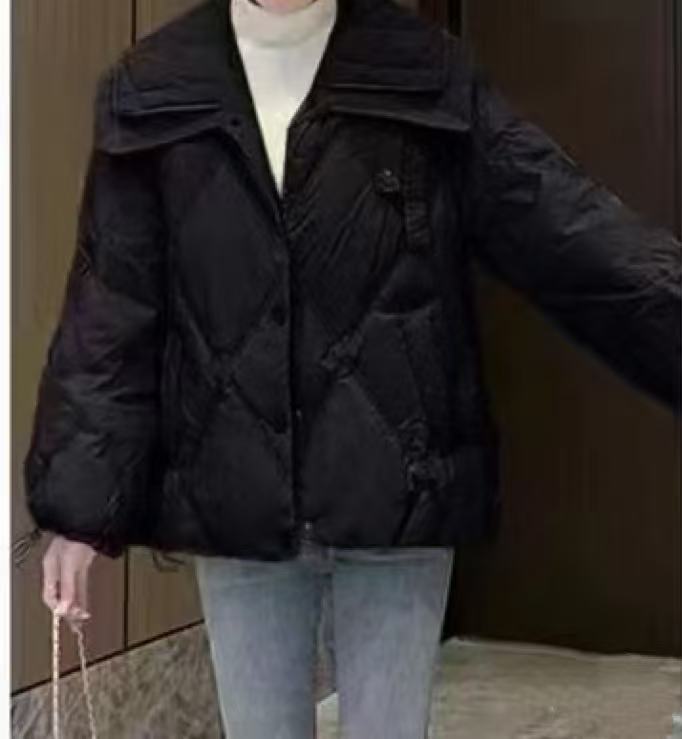 羽狨Y1128黑双层领冬季外套9966