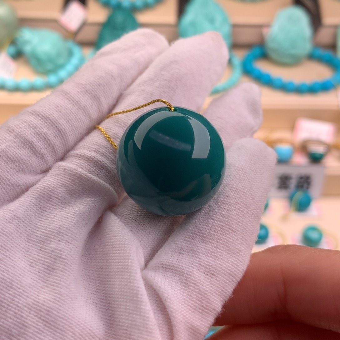 绿松石珠宝奇石未镶嵌24.8mm