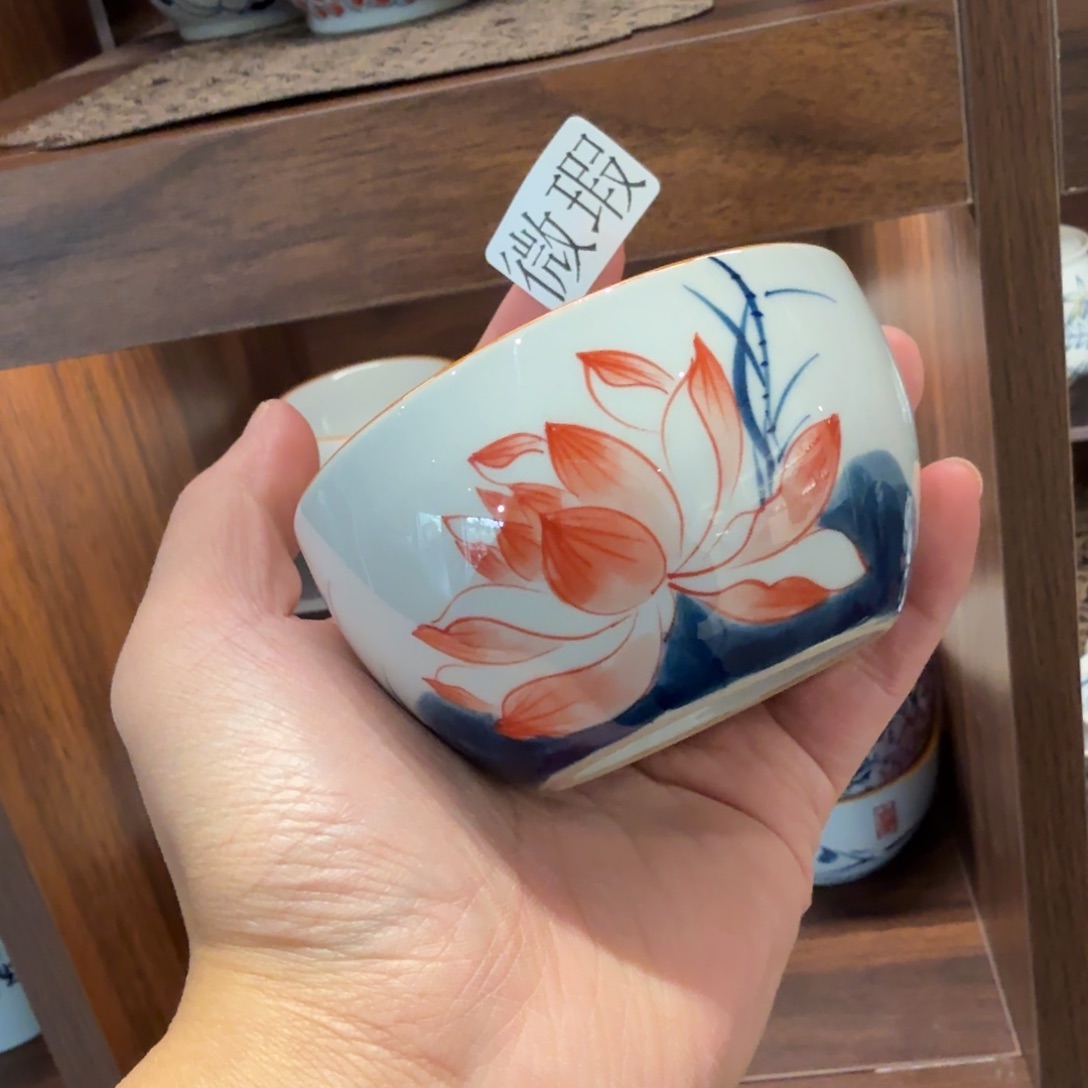 釉下手绘茶具微瑕