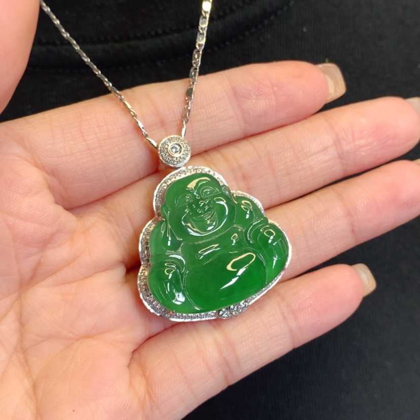 【闪购商品】翡翠18K金镶嵌吊坠(赠链)佛公