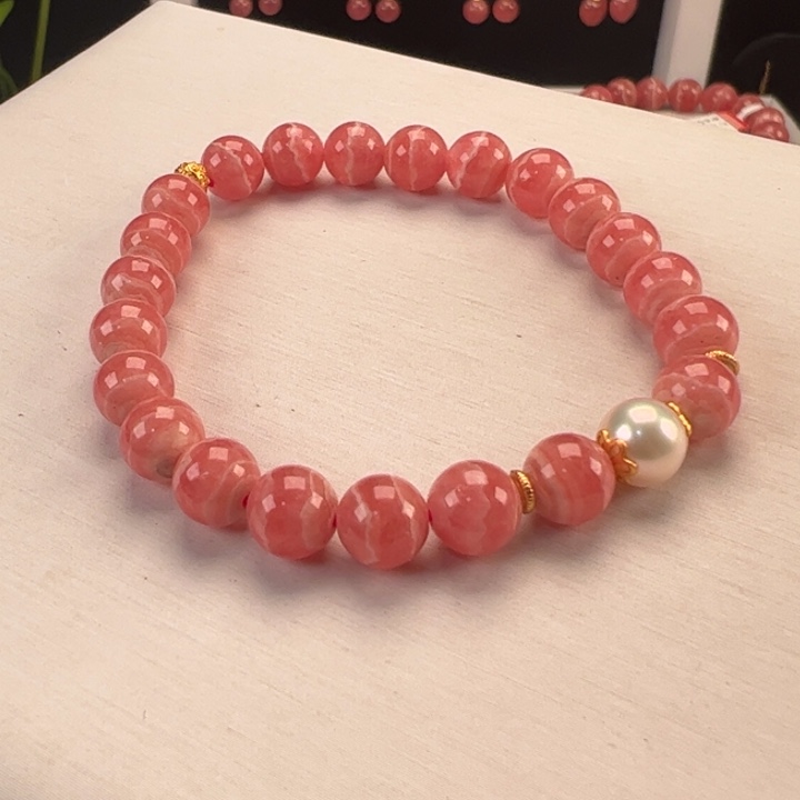 菱锰矿（红纹石）手串未镶嵌